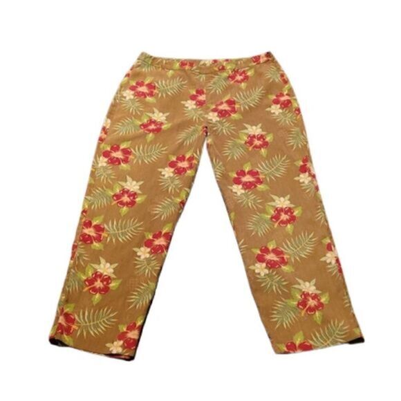 Tommy Bahama 100% Silk Tropical Printed Cropped Pants - Picture 1 of 6